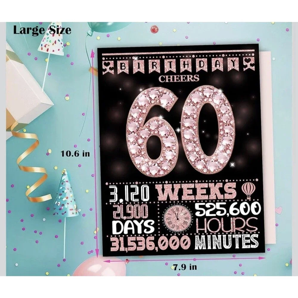 Large 80th Birthday Card With Envelope Black Pink Happy 80th Birthday Large Mom